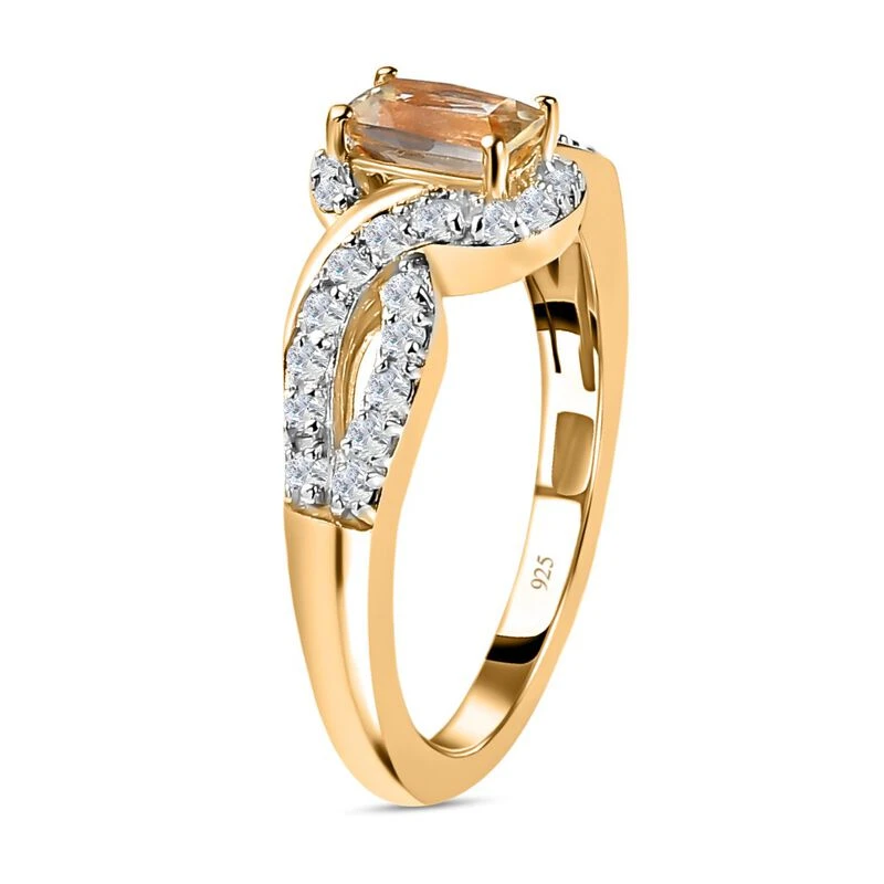 AAA Turkizit, Weißer Zirkon Ring 925 Silber Gelbgold Vermeil (Größe 21.00) Ca. 1,11 Ct 7 AAA Turkizit, Weißer Zirkon Ring 925 Silber Gelbgold Vermeil (Größe 21.00) Ca. 1,11 Ct – Bild 5