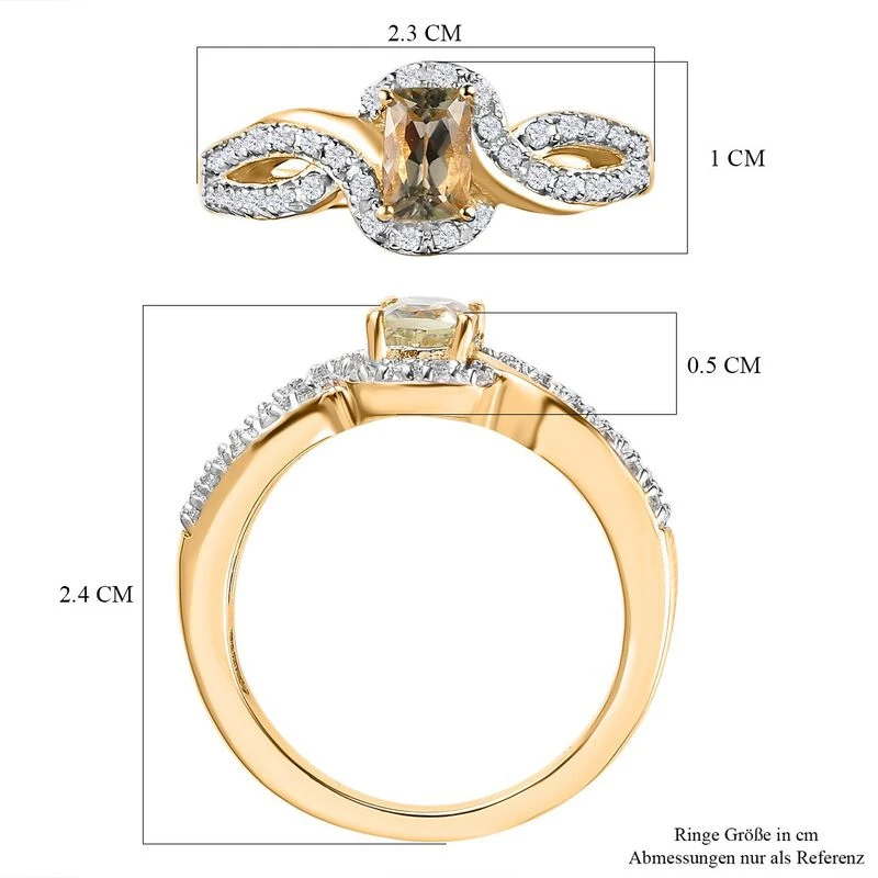 AAA Turkizit, Weißer Zirkon Ring 925 Silber Gelbgold Vermeil (Größe 21.00) Ca. 1,11 Ct 9 AAA Turkizit, Weißer Zirkon Ring 925 Silber Gelbgold Vermeil (Größe 21.00) Ca. 1,11 Ct – Bild 7