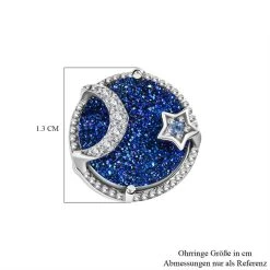 GP Celestial Kollektion - Blaue Drusen Quarz Und Tansanit Ohrringe, 925 Silber Platiniert Ca. 6.60 Ct -Schmuck Shoplc 7267482 5