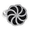 GP Italienische Garten Kollektion - Weißer Diamant Und Kanchanaburi Blauer Saphir Ring, 925 Silber Platiniert (Größe 20.00) Ca. 0.50 Ct -Schmuck Shoplc 7267633