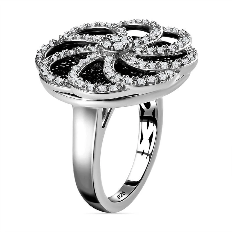GP Italienische Garten Kollektion - Weißer Diamant Und Kanchanaburi Blauer Saphir Ring, 925 Silber Platiniert (Größe 20.00) Ca. 0.50 Ct 7 GP Italienische Garten Kollektion - Weißer Diamant Und Kanchanaburi Blauer Saphir Ring, 925 Silber Platiniert (Größe 20.00) Ca. 0.50 Ct – Bild 5