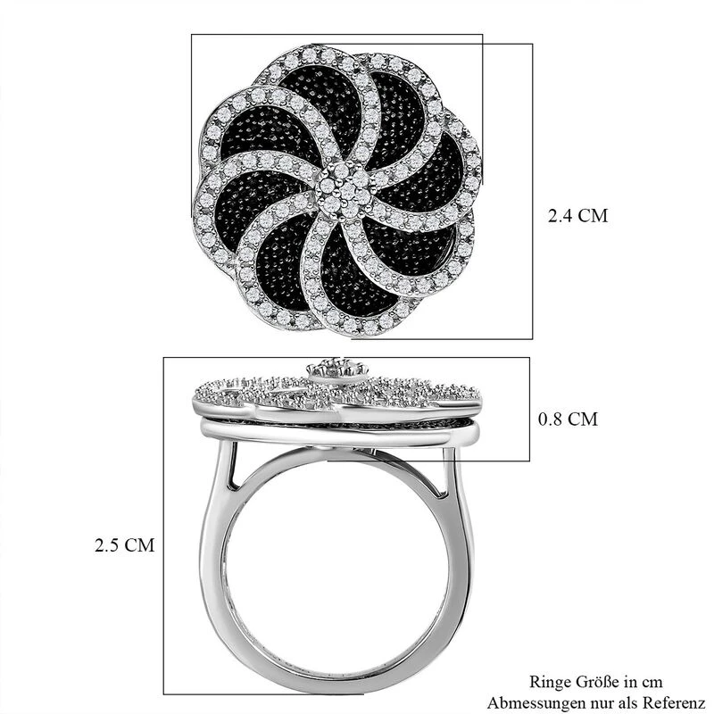 GP Italienische Garten Kollektion - Weißer Diamant Und Kanchanaburi Blauer Saphir Ring, 925 Silber Platiniert (Größe 20.00) Ca. 0.50 Ct 9 GP Italienische Garten Kollektion - Weißer Diamant Und Kanchanaburi Blauer Saphir Ring, 925 Silber Platiniert (Größe 20.00) Ca. 0.50 Ct – Bild 7