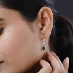 Natürliche Chromdiopsid Ohrringe, 925 Silber Platiniert Ca. 0.90 Ct -Schmuck Shoplc 7268169 2