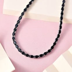 Schwarze Spinell Halskette, Ca. 45 Cm, 925 Silber Platiniert Ca. 41,75 Ct -Schmuck Shoplc 7268539 2
