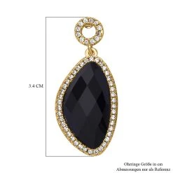 Schwarz Gefärbter Achat, Weiße Zirkonia Ohrringe, Ca. 13.00 Ct -Schmuck Shoplc 7268690 4