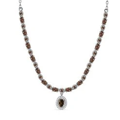 Natürlicher Jenipapo Andalusit Halskette Ca. 45 Cm 925 Silber Platiniert Ca. 3.52 Ct