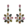 Mehrfarbige-Turmalin Ohrringe, 925 Silber Platiniert, Ca. 6.15 Ct -Schmuck Shoplc 7269077