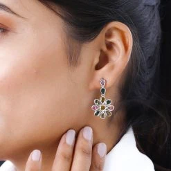 Mehrfarbige-Turmalin Ohrringe, 925 Silber Platiniert, Ca. 6.15 Ct -Schmuck Shoplc 7269077 2