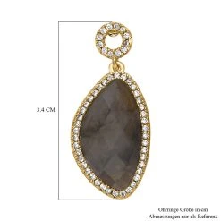 Labradorit Halo, Weiße Zirkonia Ohrringe, Ca. 13.00 Ct -Schmuck Shoplc 7269206 4