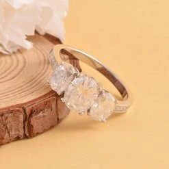 Moissanit Ring, 925 Silber Rhodiniert (Größe 16.00) Ca. 4.07 Ct -Schmuck Shoplc 7269828 1