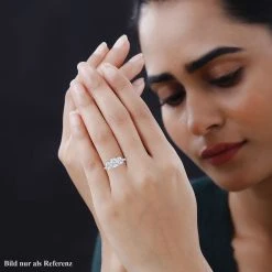 Moissanit Ring, 925 Silber Rhodiniert (Größe 16.00) Ca. 4.07 Ct -Schmuck Shoplc 7269828 2