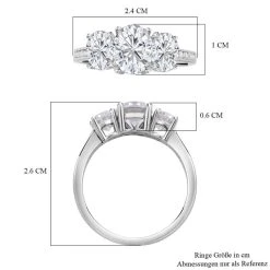 Moissanit Ring, 925 Silber Rhodiniert (Größe 16.00) Ca. 4.07 Ct -Schmuck Shoplc 7269828 5