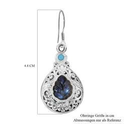 Royal Bali -Labradorit, Sleeping Beauty Türkis Ohrringe 925 Silber Ca. 10,44 Ct -Schmuck Shoplc 7269905 4