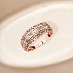 Natürlicher Champagner Diamant Ring 925 Silber Roségold Vermeil (Größe 16.00) Ca. 1.00 Ct -Schmuck Shoplc 7270308 1