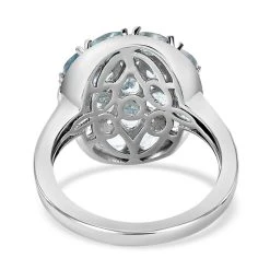 Santamaria Aquamarin, Weißer Zirkon Ring, 925 Silber Platiniert (Größe 17.00) Ca. 2,69 Ct -Schmuck Shoplc 7270386 5