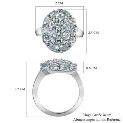 Santamaria Aquamarin, Weißer Zirkon Ring, 925 Silber Platiniert (Größe 17.00) Ca. 2,69 Ct -Schmuck Shoplc 7270386 6