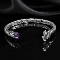 Royal Bali - Afrikanischer Amethyst Armreif, Ca. 19 Cm, 925 Silber Ca. 7.00 Ct -Schmuck Shoplc 7271278 1
