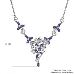 AAA Tansanit Und Zirkon-Collier, Ca. 45 Cm, 925 Silber Platiniert Ca. 5.33 Ct -Schmuck Shoplc 7272252 5