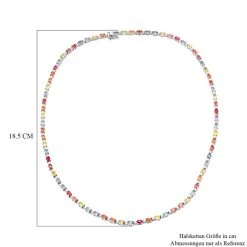 Mehrfarbige Saphir-Halskette, Ca. 45 Cm, 925 Silber Platiniert Ca. 23.34 Ct -Schmuck Shoplc 7272719 4