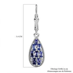 Tansanit, Weiße Zirkon Ohrringe, 925 Silber Platiniert, Ca. 1.68 Ct -Schmuck Shoplc 7273614 5