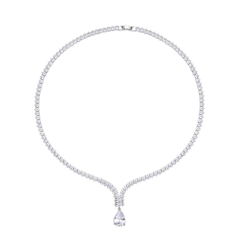 Weißes Zirkonia-Mosaik Collier, Ca. 50 Cm, Messing, Ca. 30.00 Ct 3 Weißes Zirkonia-Mosaik Collier, Ca. 50 Cm, Messing, Ca. 30.00 Ct