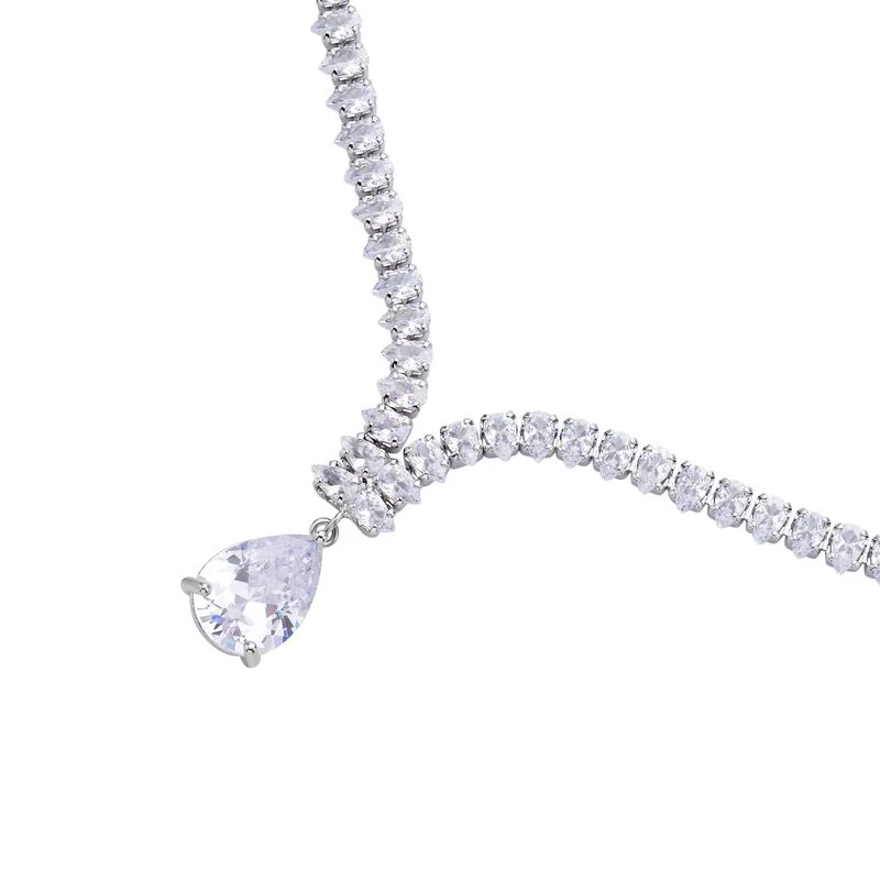 Weißes Zirkonia-Mosaik Collier, Ca. 50 Cm, Messing, Ca. 30.00 Ct 5 Weißes Zirkonia-Mosaik Collier, Ca. 50 Cm, Messing, Ca. 30.00 Ct – Bild 3