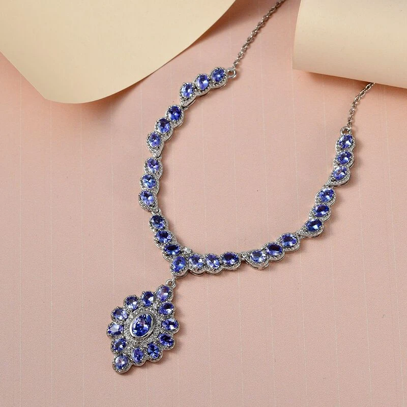 Tansanit Halskette Ca. 45 Cm 925 Silber Platiniert Ca. 7.68 Ct 5 Tansanit Halskette Ca. 45 Cm 925 Silber Platiniert Ca. 7.68 Ct – Bild 3