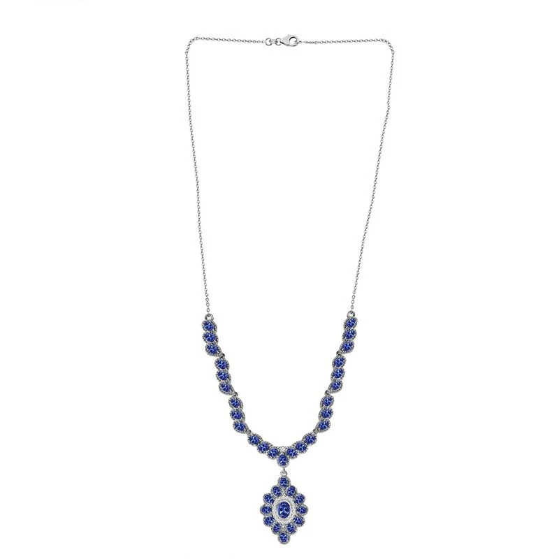 Tansanit Halskette Ca. 45 Cm 925 Silber Platiniert Ca. 7.68 Ct 6 Tansanit Halskette Ca. 45 Cm 925 Silber Platiniert Ca. 7.68 Ct – Bild 4