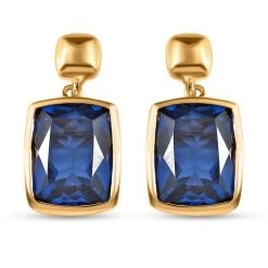 Ceylon Farbe Quarz Ohrringe 925 Silber Vergoldet Ca. 6,58 Ct