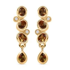 Natürliche Jenipapo Andalusit Ohrringe, 925 Silber Vergoldet Ca. 1.54 Ct