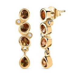 Natürliche Jenipapo Andalusit Ohrringe, 925 Silber Vergoldet Ca. 1.54 Ct -Schmuck Shoplc 7274302 3