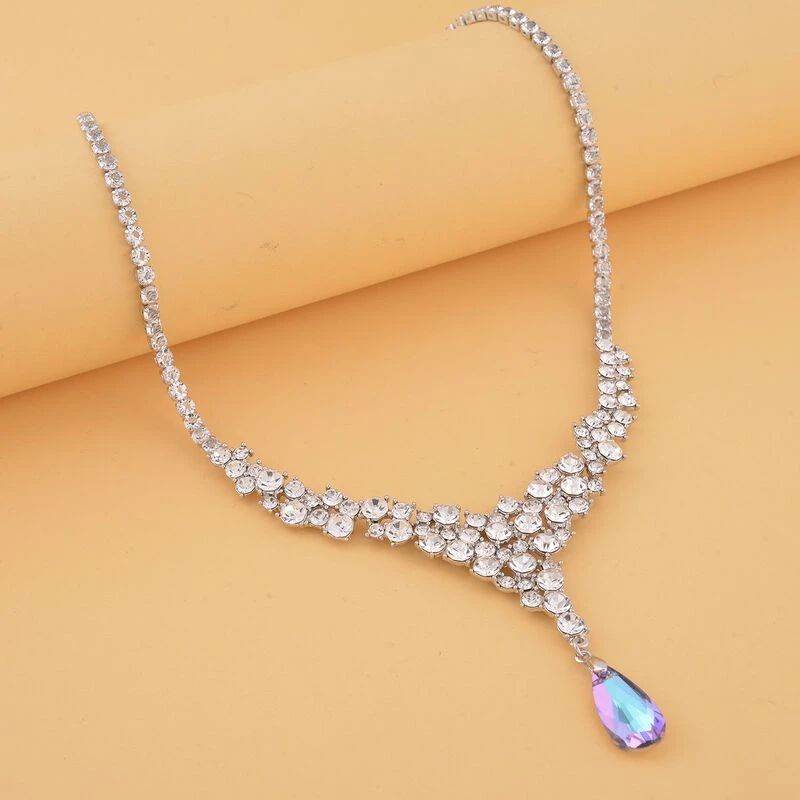 Klassische Charmante Lila Und Weiß Kristall Collier, Ca. 50 Cm 4 Klassische Charmante Lila Und Weiß Kristall Collier, Ca. 50 Cm – Bild 2