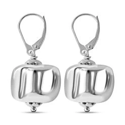 Konkave Quadratische Ohrringe, 925 Silber, Ca. 6,50g