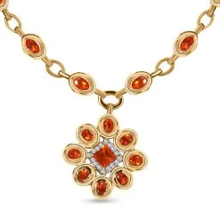 Salamanca Feueropal Halskette, Ca. 45 Cm, 925 Silber Vergoldet, Ca. 5.57 Ct -Schmuck Shoplc 7278572 3