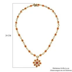 Salamanca Feueropal Halskette, Ca. 45 Cm, 925 Silber Vergoldet, Ca. 5.57 Ct -Schmuck Shoplc 7278572 5