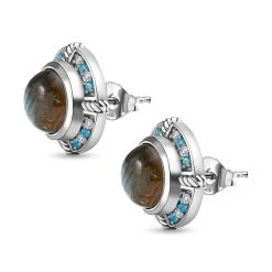 GP Kollektion - Labradorit, Kanchanaburi Blaue Saphir Ohrringe, 925 Silber Platiniert Ca. 10.24 Ct -Schmuck Shoplc 7279503 3