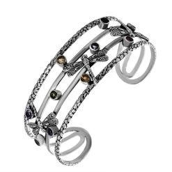 Royal Bali Kollektion - Roter Granat, Himmelblauer Topas Armreif Ca. 19 Cm 925 Silber Ca. 2.89 Ct -Schmuck Shoplc 7279752 3