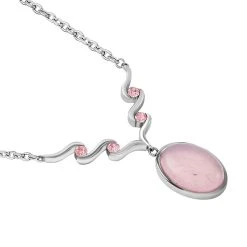 Rosenqarz, Rosa Kristall Collier, Ca. 50 Cm, Edelstahl Ca. 10,00 Ct -Schmuck Shoplc 7279979 2