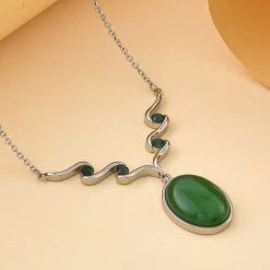 Grünes Aventurin, Neongrünes Kristall Collier, Ca. 50 Cm, Edelstahl Ca. 10.00 Ct -Schmuck Shoplc 7280010 1