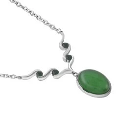 Grünes Aventurin, Neongrünes Kristall Collier, Ca. 50 Cm, Edelstahl Ca. 10.00 Ct -Schmuck Shoplc 7280010 2