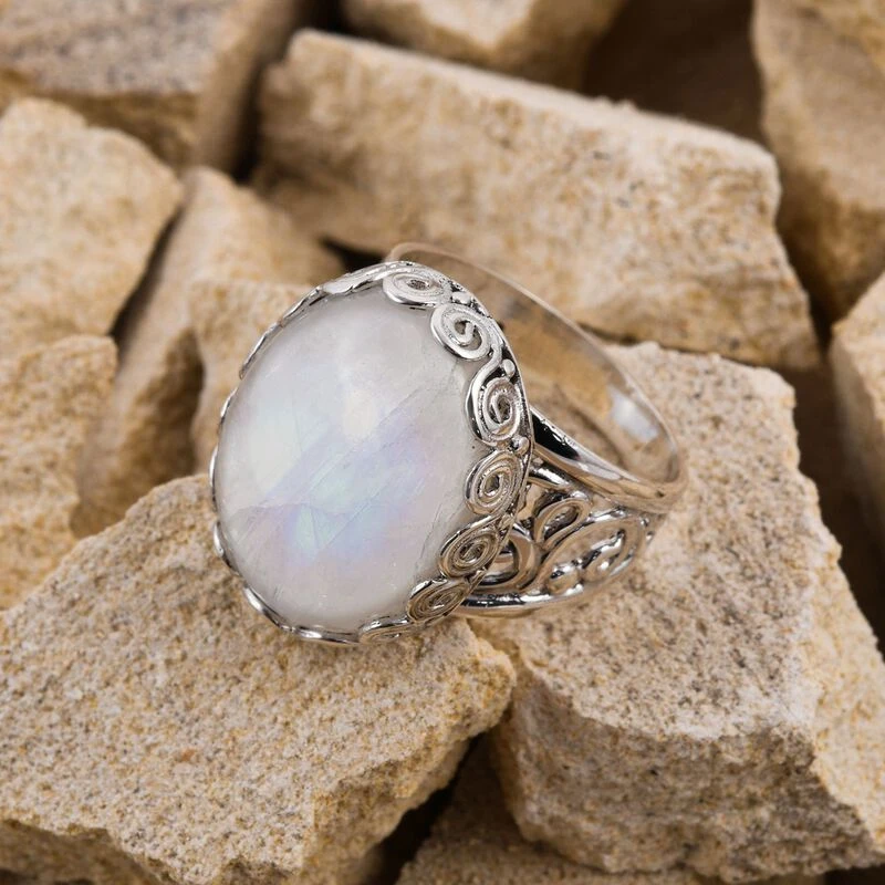 Royal Bali - Regenbogen Mondstein Ring 925 Silber (Größe 17.00) Ca. 15,50 Ct 4 Royal Bali - Regenbogen Mondstein Ring 925 Silber (Größe 17.00) Ca. 15,50 Ct – Bild 2