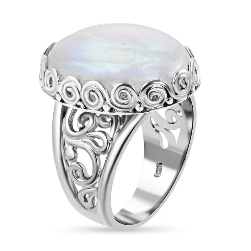 Royal Bali - Regenbogen Mondstein Ring 925 Silber (Größe 17.00) Ca. 15,50 Ct 6 Royal Bali - Regenbogen Mondstein Ring 925 Silber (Größe 17.00) Ca. 15,50 Ct – Bild 4