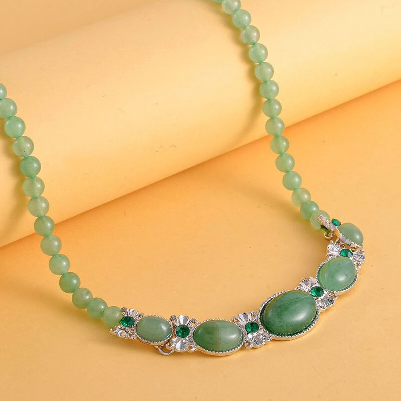 Grüne Aventurin Halskette, Ca. 45 Cm, Ca. 124.90 Ct 4 Grüne Aventurin Halskette, Ca. 45 Cm, Ca. 124.90 Ct – Bild 2