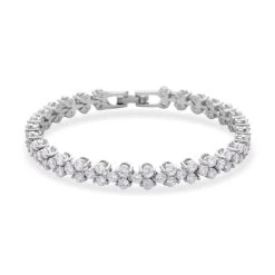 Weißes Zirkonia Armband, Ca. 20 Cm, Messing Ca. 17,50 Ct