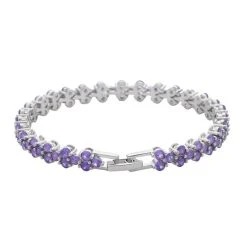 Lila Zirkonia Armband, Ca. 19 Cm, Messing Ca. 16,40 Ct -Schmuck Shoplc 7280879 2