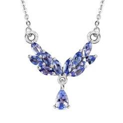 Tansanit Collier, Ca. 50 Cm 925 Silber Platiniert Ca. 0.96 Ct -Schmuck Shoplc 7280971 1