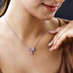 Tansanit Collier, Ca. 50 Cm 925 Silber Platiniert Ca. 0.96 Ct -Schmuck Shoplc 7280971 1