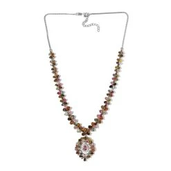 Natürliches Mehrfarbiges Turmalin Und Moissanit Collier, Ca. 45 Cm, 925 Silber Platiniert, Ca. 28.75 Ct -Schmuck Shoplc 7281180 3