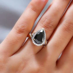 Elite Shungit Und Zirkon Ring 925 Silber Vergoldet (Größe 16.00) -Schmuck Shoplc 7281567 2