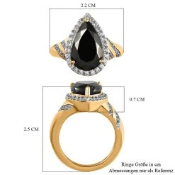 Elite Shungit Und Zirkon Ring 925 Silber Vergoldet (Größe 16.00) -Schmuck Shoplc 7281567 6